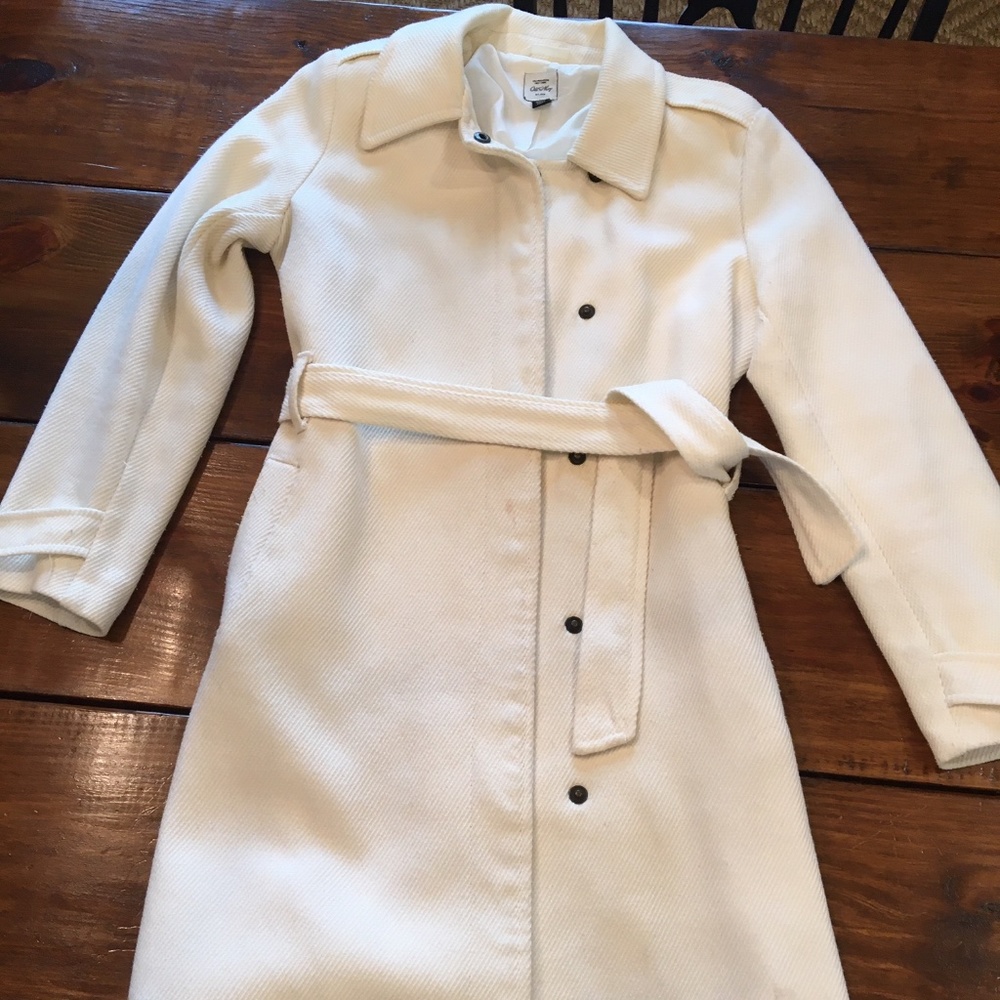 White mid length coat